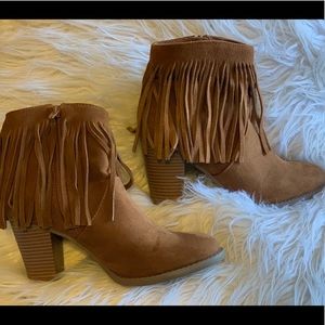 Brown Zip Up Heel Boots